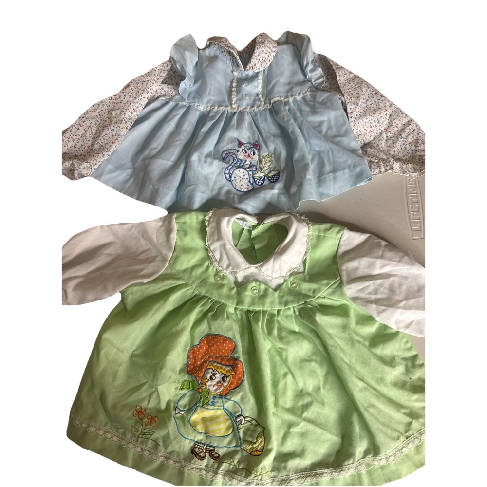 Vintage Doll Dresses embroidered Cat Girl